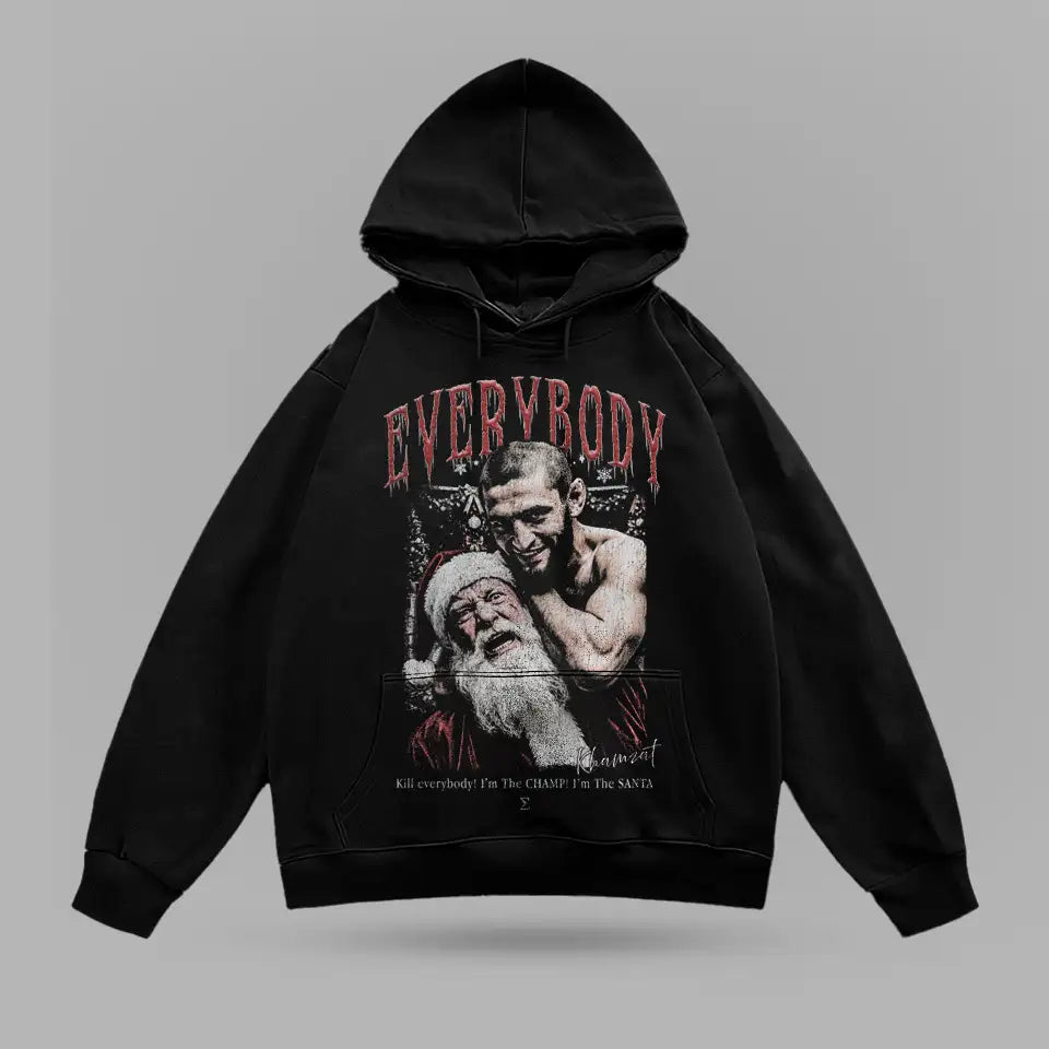 Khamzat Chimaev Choking Santa Oversize Hoodie