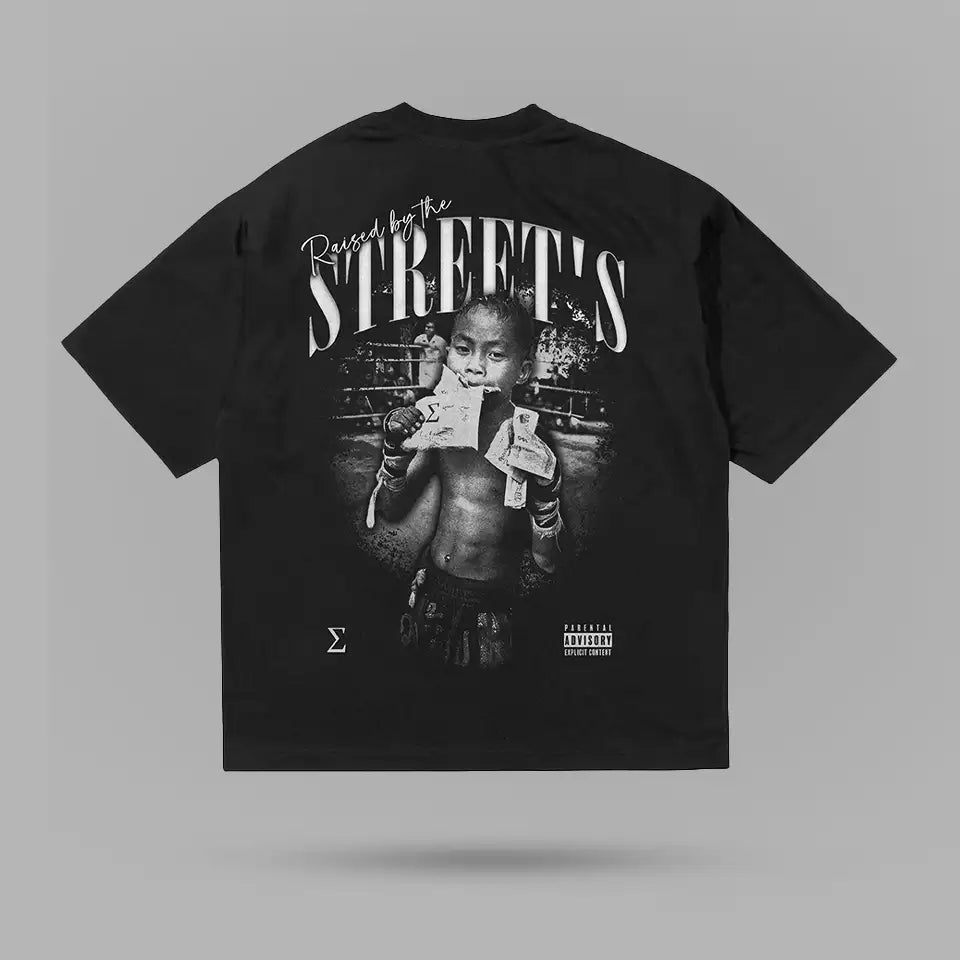 Raised By Streets Muay Thai Kid Tshirt – arka görünüm