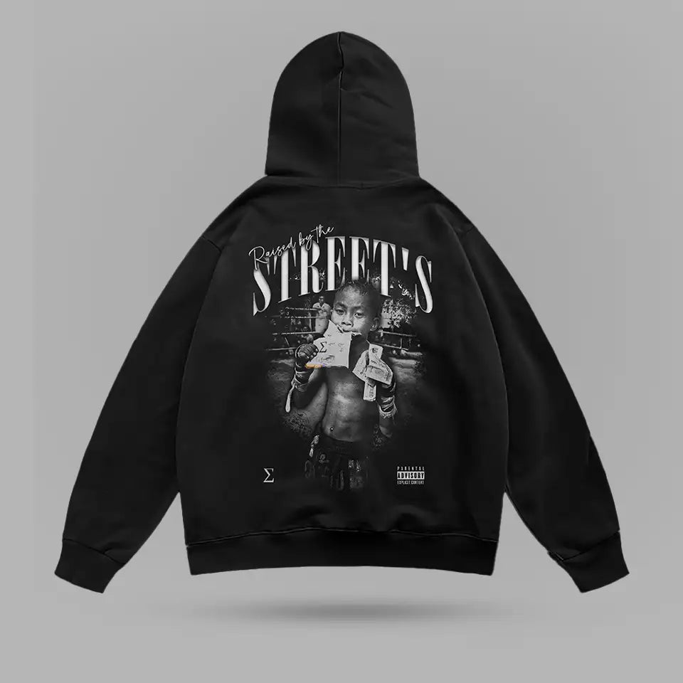 Raised By Streets Muay Thai Kid Oversize Hoodie – arka görünüm