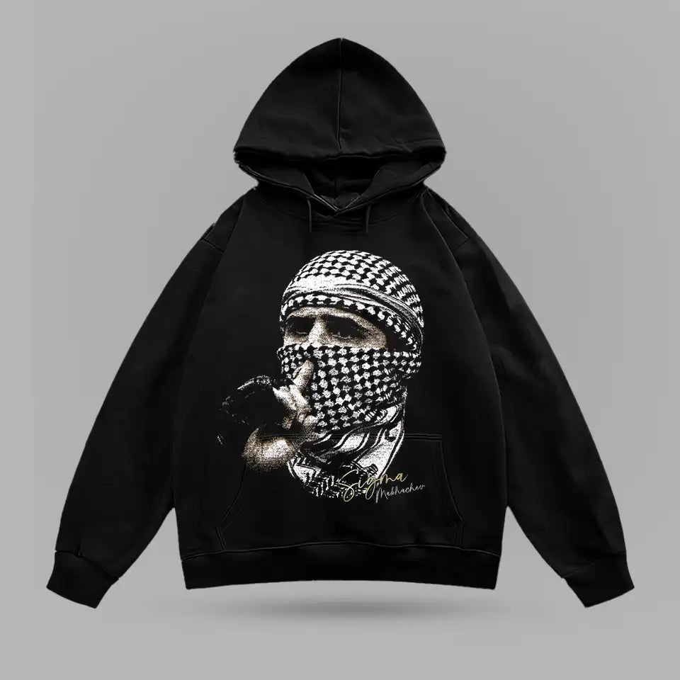 Islam Makhachev Head Mask Oversize Hoodie – ön görünüm